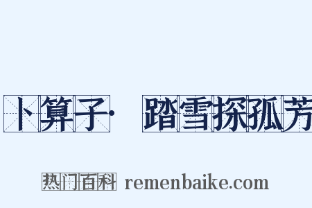 卜算子·踏雪探孤芳是什么意思的图片
